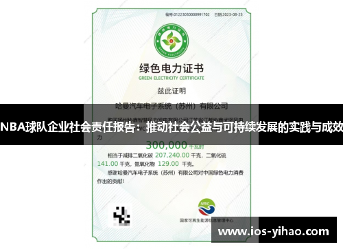 NBA球队企业社会责任报告：推动社会公益与可持续发展的实践与成效